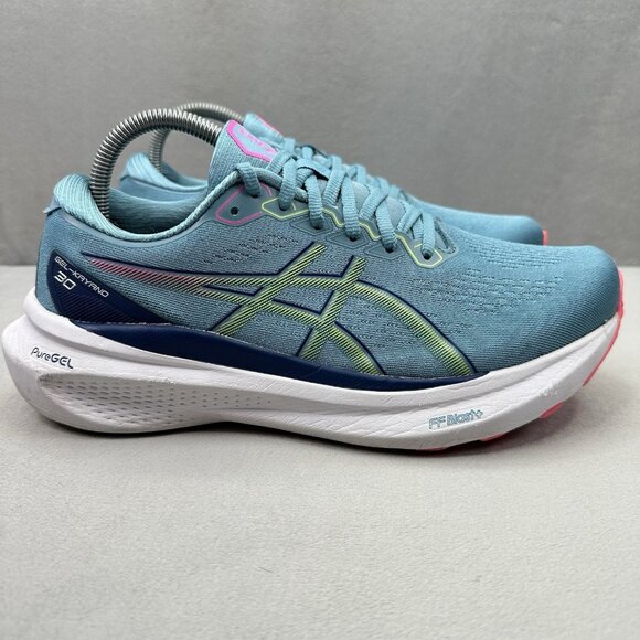 Womens Size 9.5 (WIDE) ASICS Gel-Kayano 30 Shoes Gris Blue Lime Running Sneakers - Picture 1 of 8